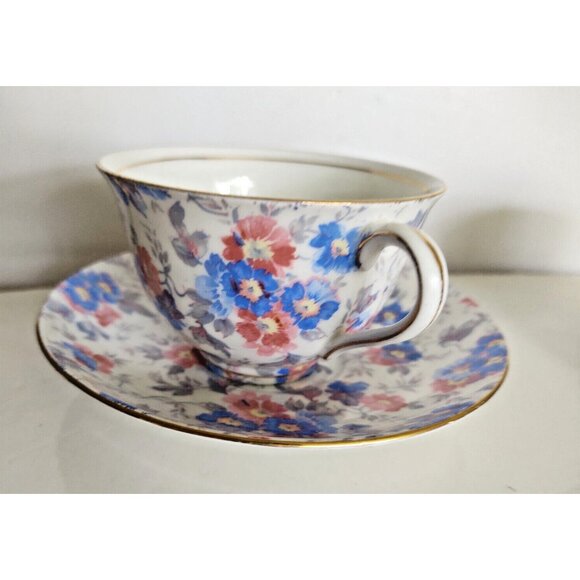 Vintage Colclough Chintz Floral Wide Mouth Tea Cup & Saucer  England 1950's - Picture 3 of 12